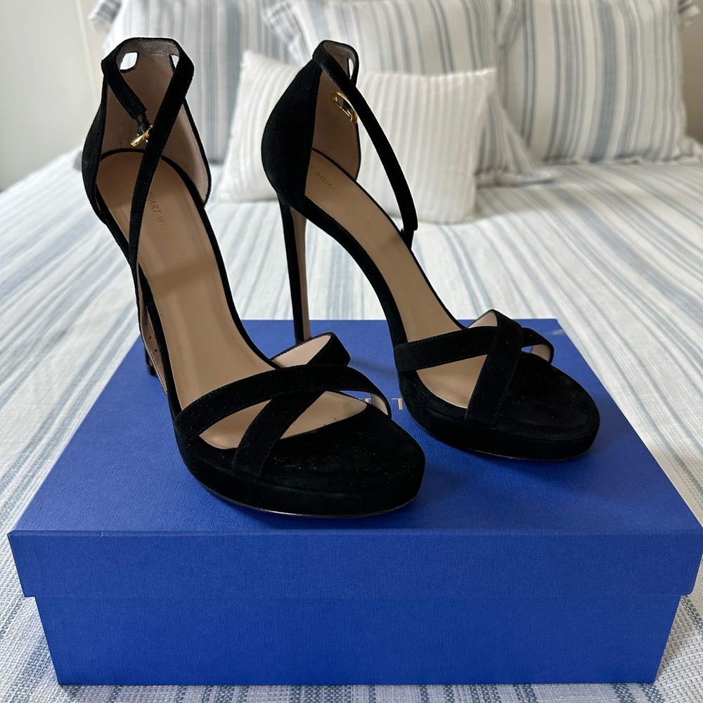 Stuart Weitzman - Nudist Disco platform, black suede, size 9